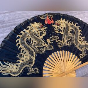 Large Oriental Phoenix/ Dragons Decorative Wall Fan